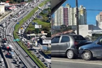 acidente-na-br-101-deixa-duas-pessoas-feridas-e-gera-cerca-de-10-km-de-congestionamento-na-grande-florianopolis