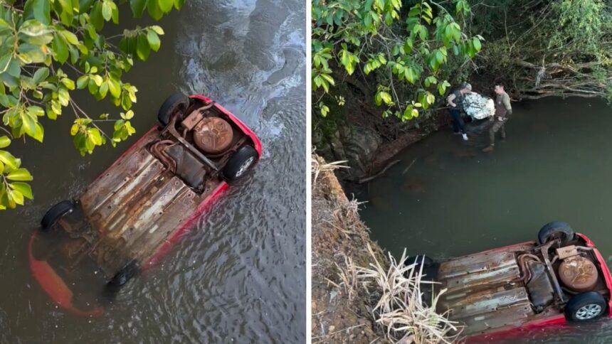 mulher-morre-e-tres-pessoas-ficam-feridas-apos-carro-cair-dentro-de-rio-em-sc